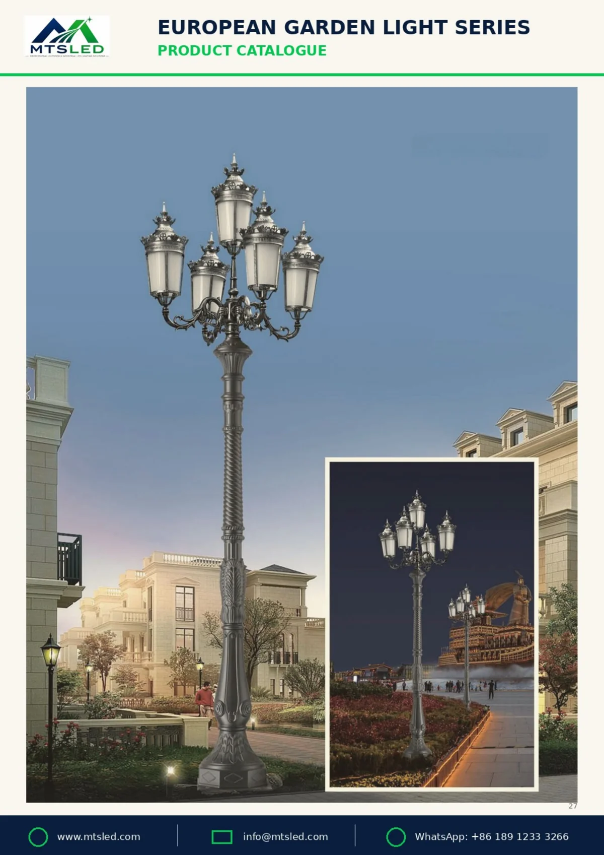 European Garden Light — Round Globe Post